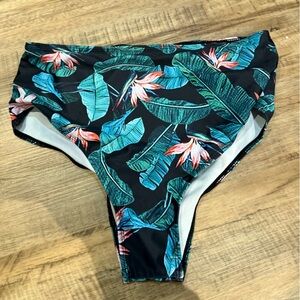 Tropical Leaf Print Bikini Bottom